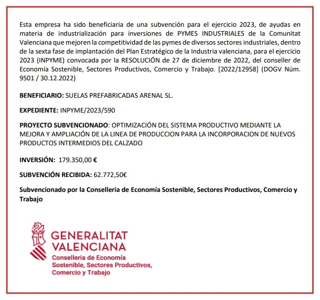Cartel informativo de la ayuda INPYME 2023 de la Generalitat Valenciana